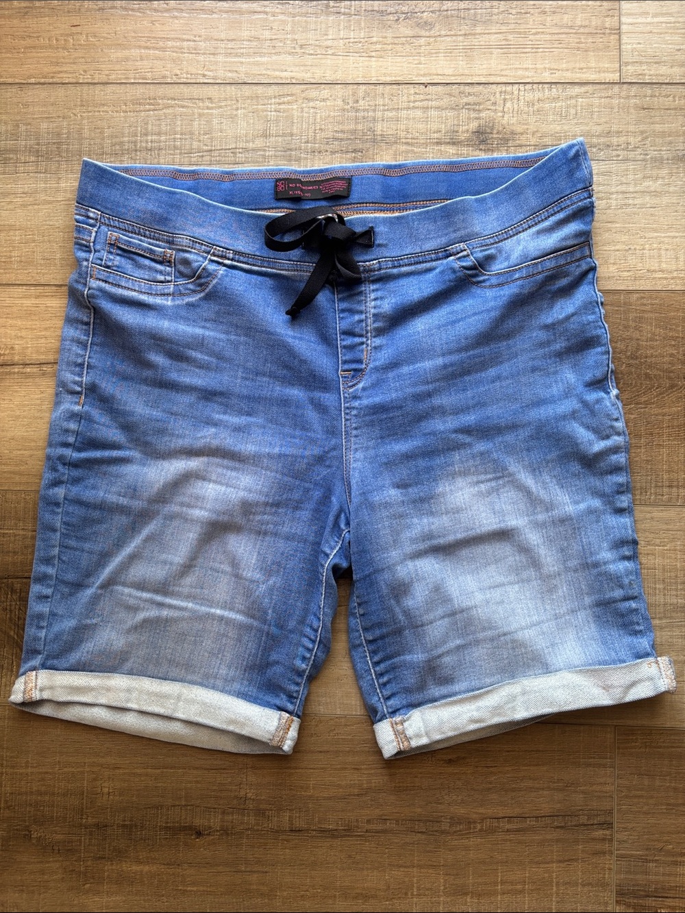 No Boundaries Blue Denim-Look Drawstring Bermudas